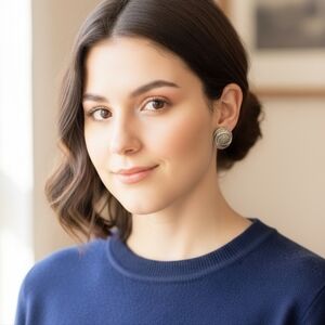 OSCAR‎ DE LA RENTA SILVER OX GUN METAL EARRINGS